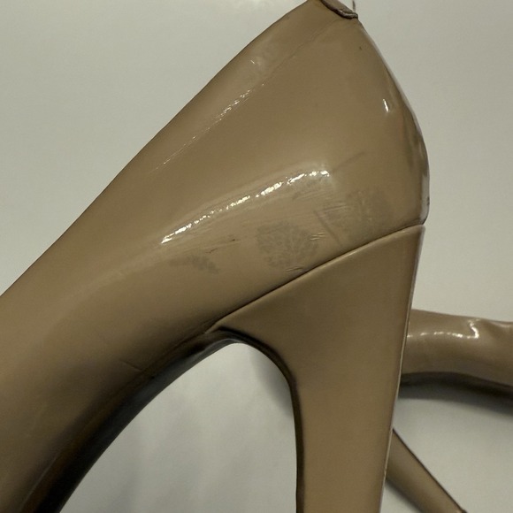 Jessica Simpson 8.5 B Nude Patent Oval Toe Pump 4" Women Elegant Sexy See Pics - Picture 12 of 16